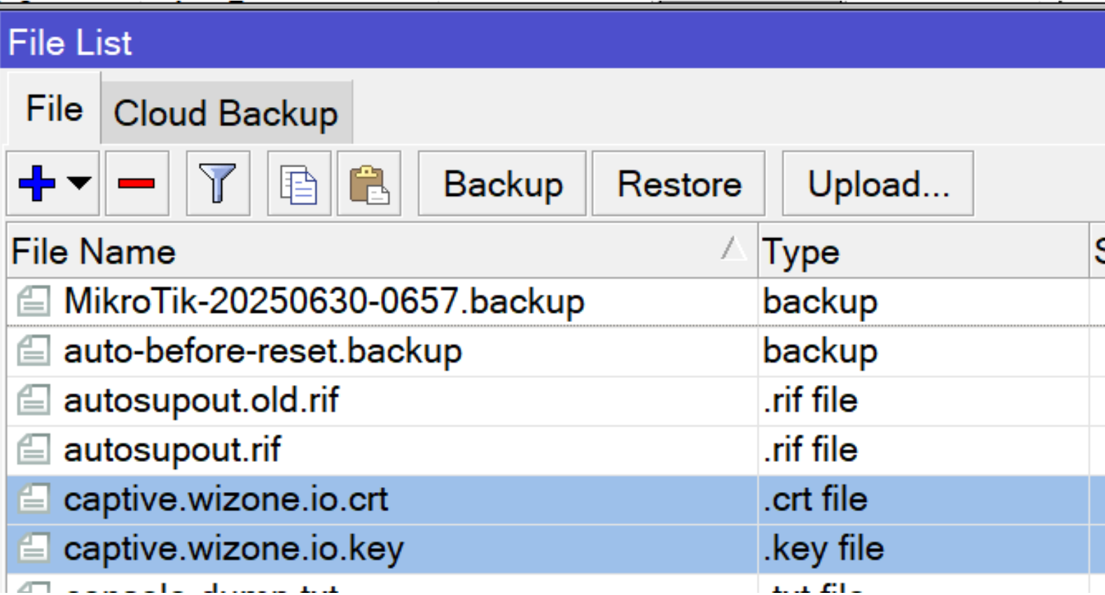 Upload SSL Files to Mikrotik