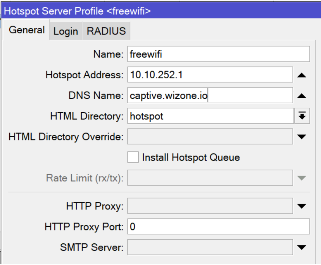 Mikrotik Hotspot General Settings