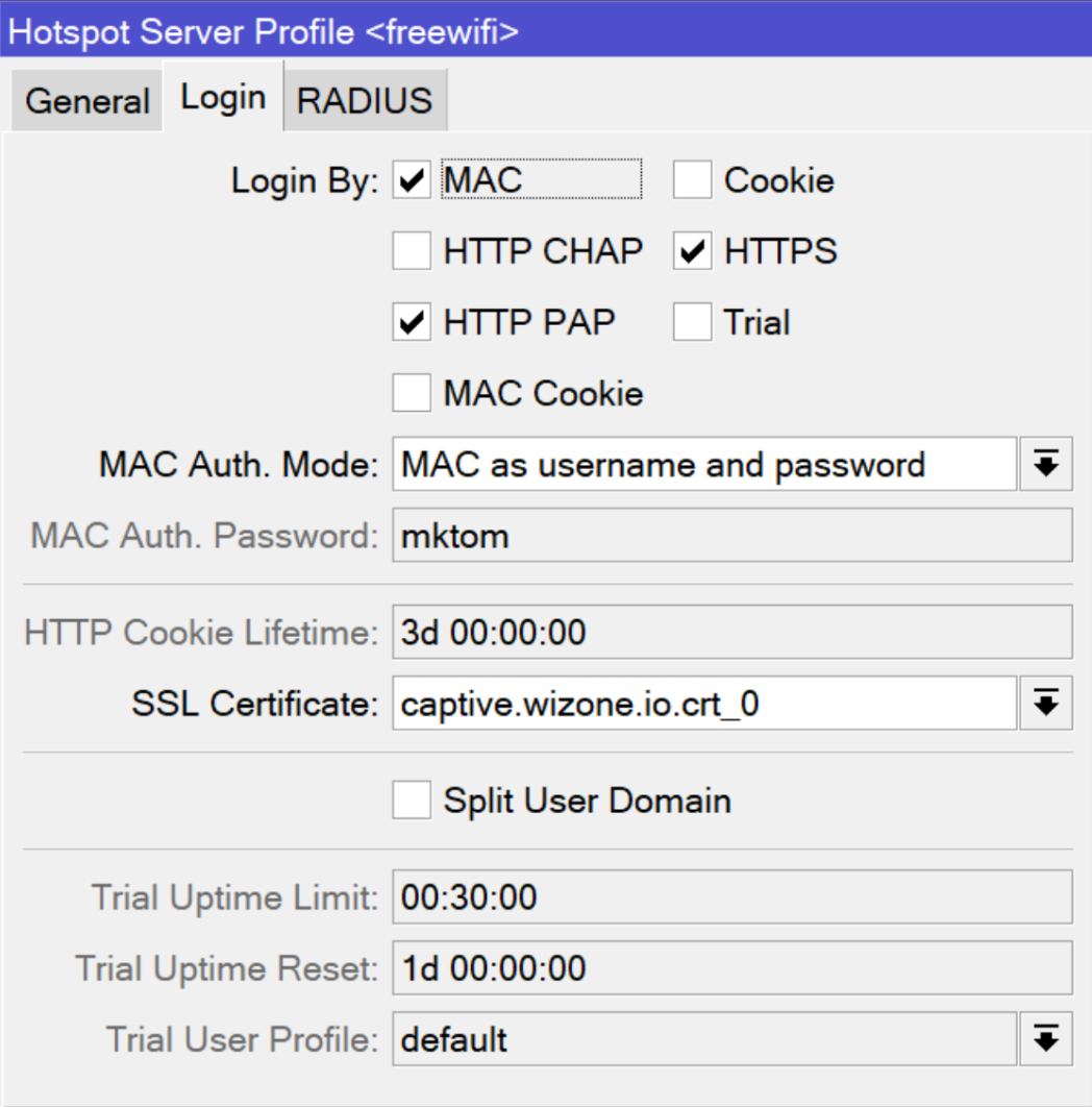 Mikrotik Hotspot Login Settings
