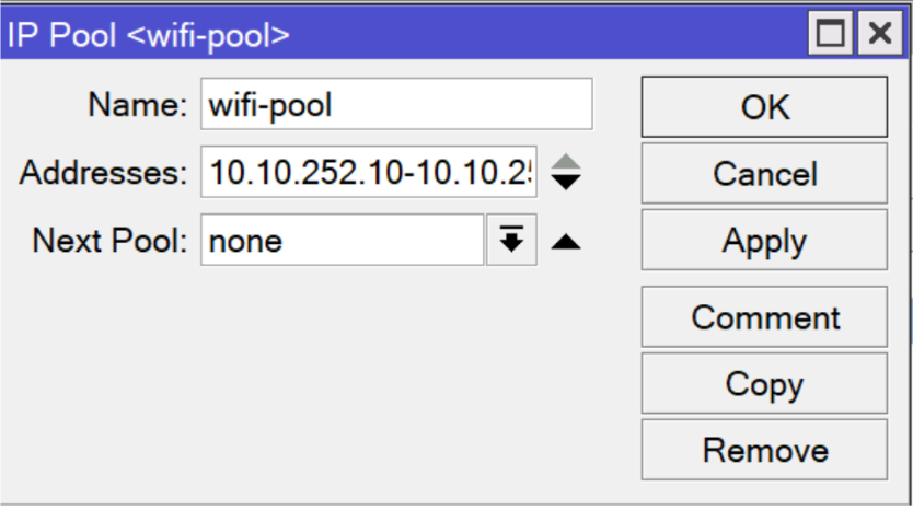 Mikrotik IP Pool Configuration