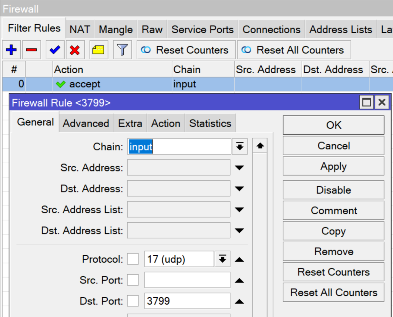 Mikrotik Firewall Rule for RADIUS CoA