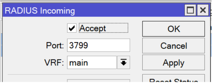 Mikrotik RADIUS Incoming Configuration