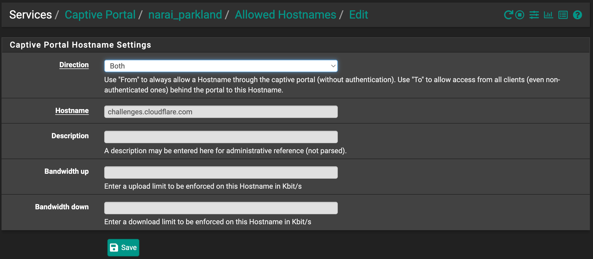 Allowed Hostnames Edit