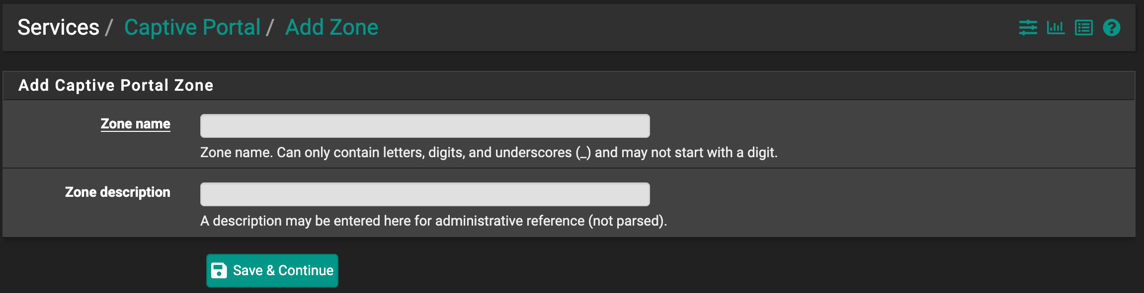 Add Captive Portal Zone