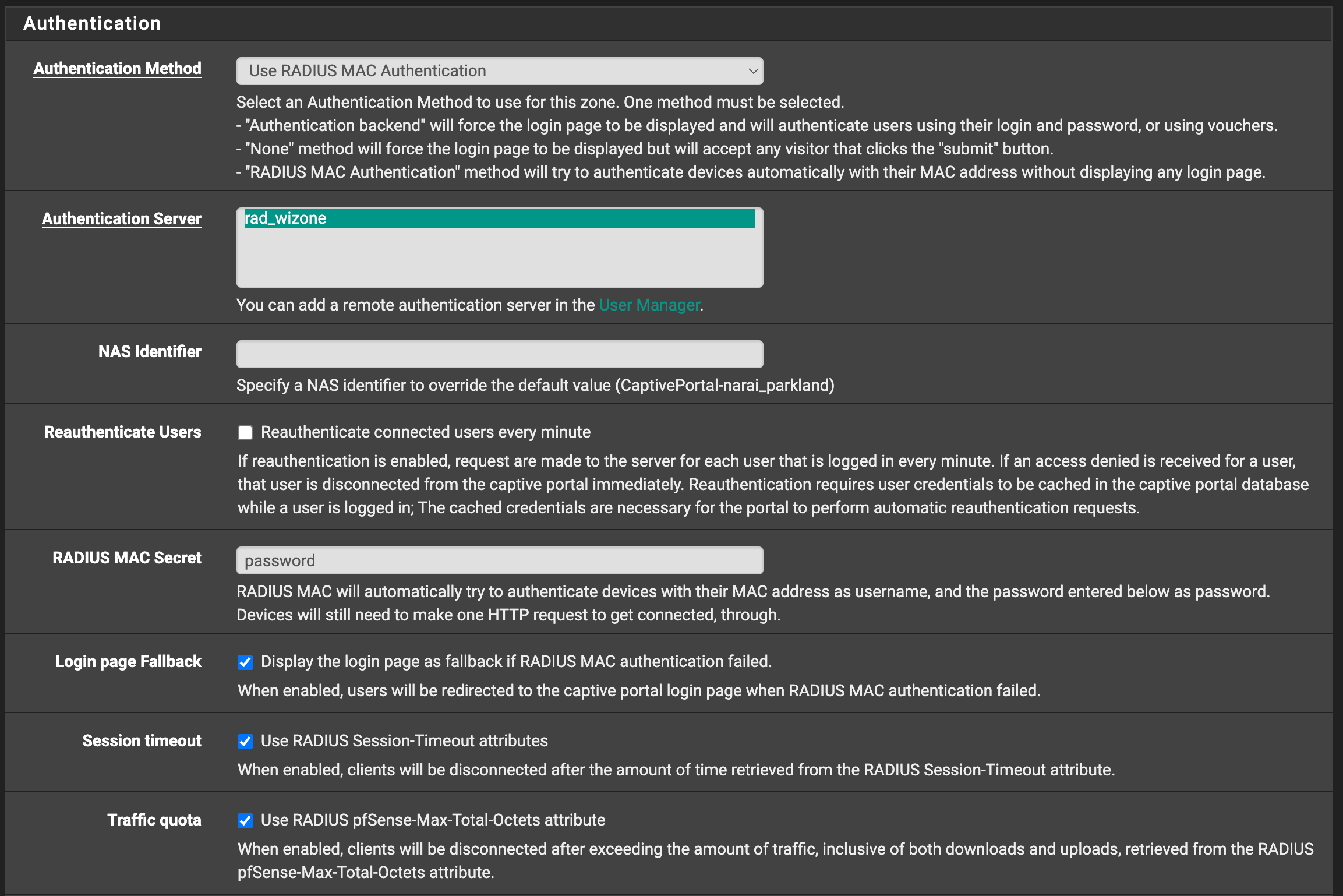 Captive Portal Authentication Options