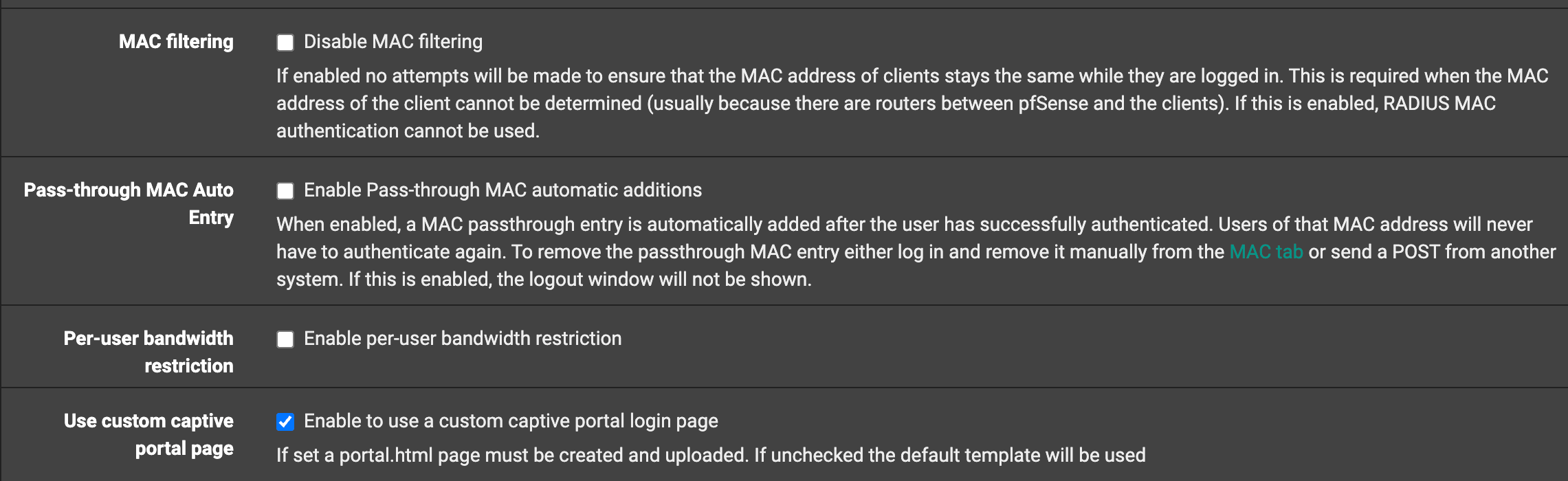 Captive Portal Configuration