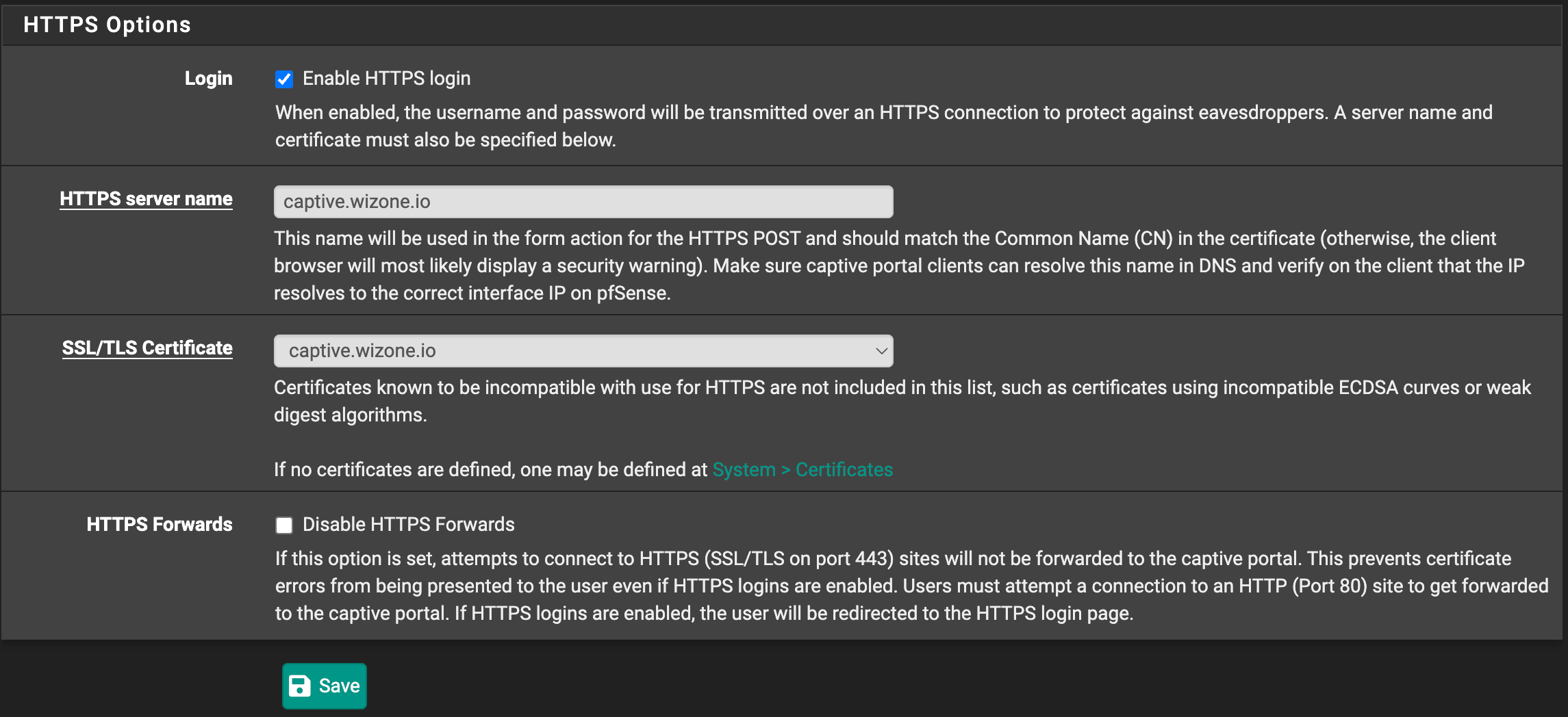 Captive Portal HTTPS Configuration