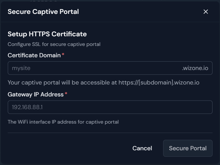Create Captive Subdomain