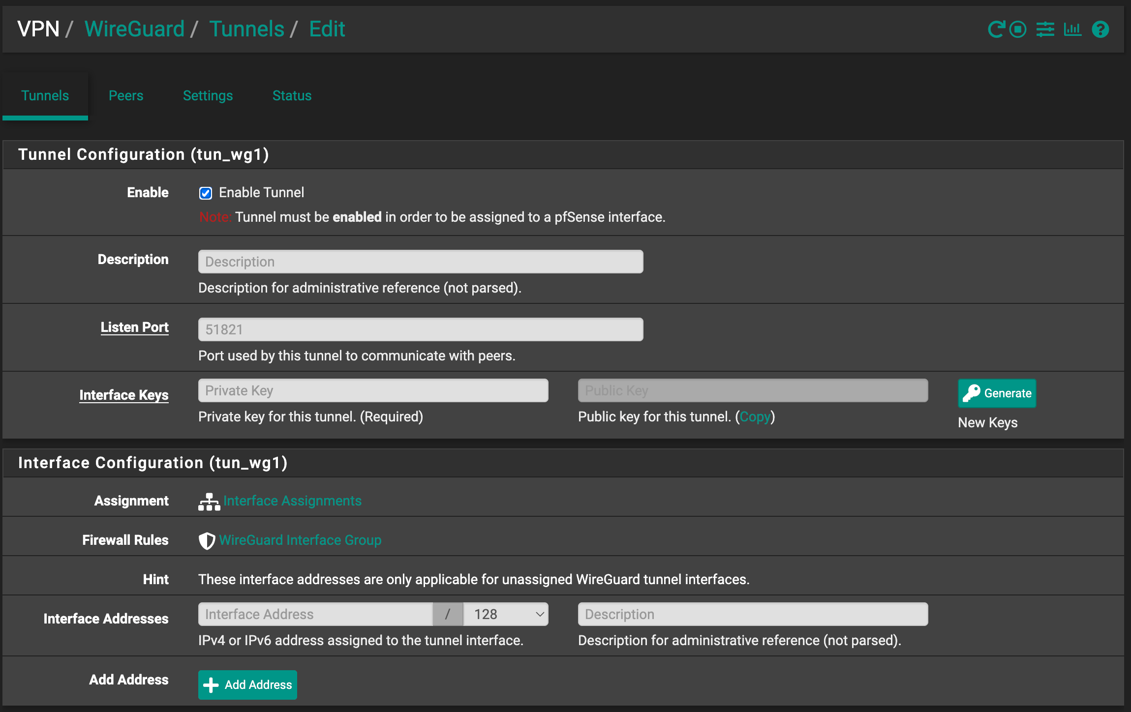 WireGuard Tunnel Configuration
