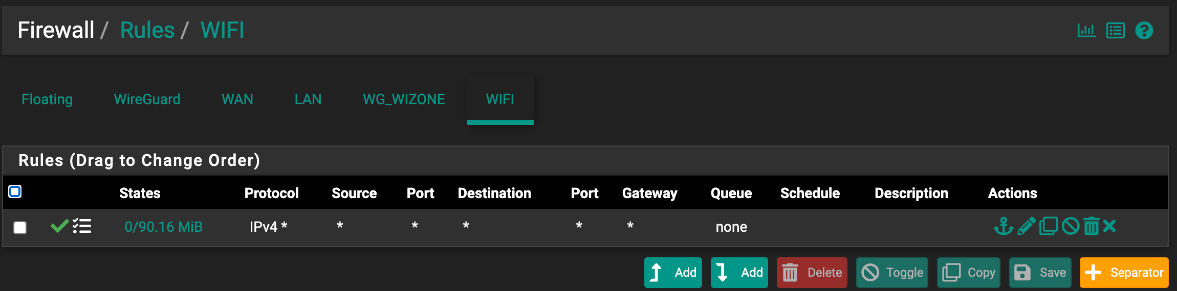 WiFi Firewall Rule List