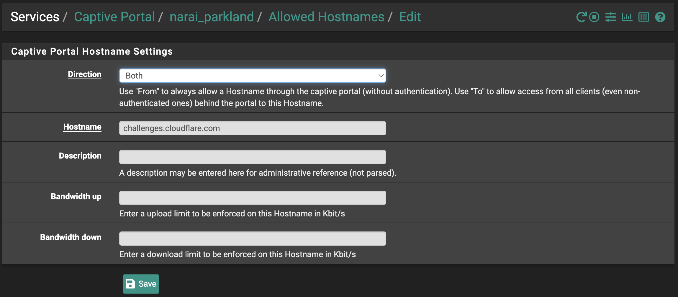 Allowed Hostnames Edit