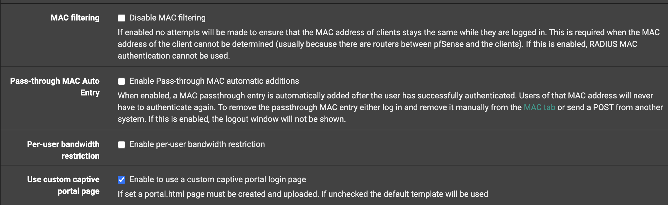 Captive Portal Configuration